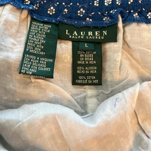 Lauren Ralph Lauren Patchwork Blue Floral Maxi Skirt  Peasant Cottagecore Cotton - Picture 9 of 11
